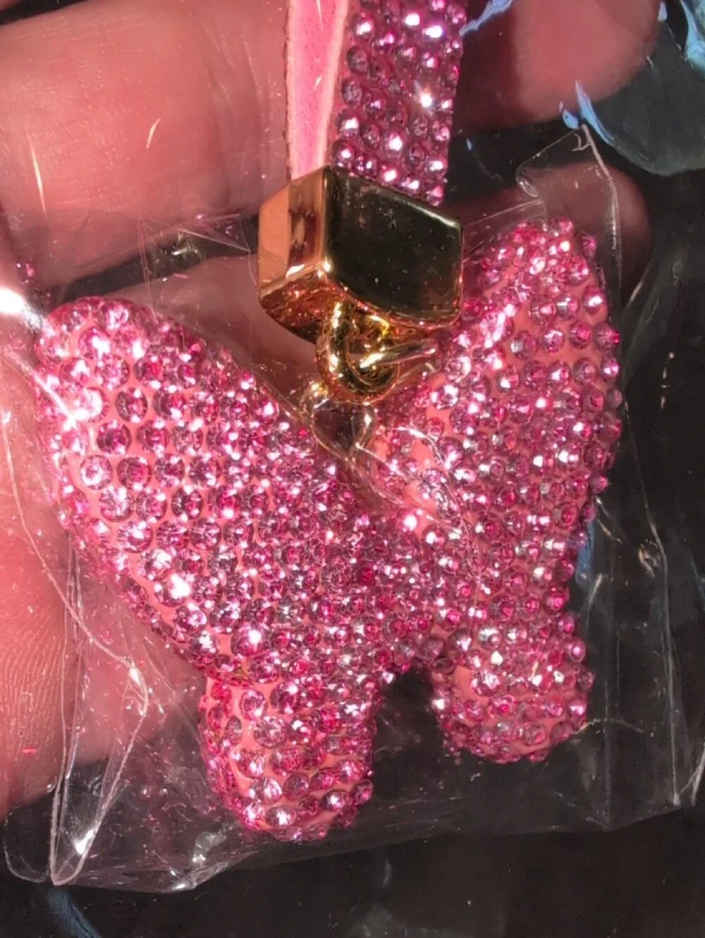 Pink Glitter Butterfly Keychain Charm